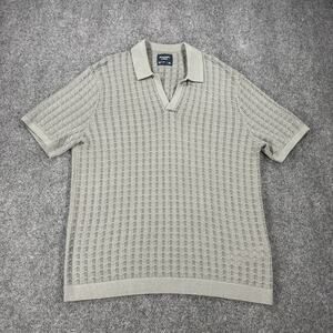 Abercrombie and Fitch Polo Shirt Mens Size Large Gray Knit Short Sleeve Casual